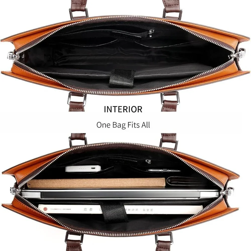 Bag Leather Briefcase Shoulder Laptop Business Bag for Men